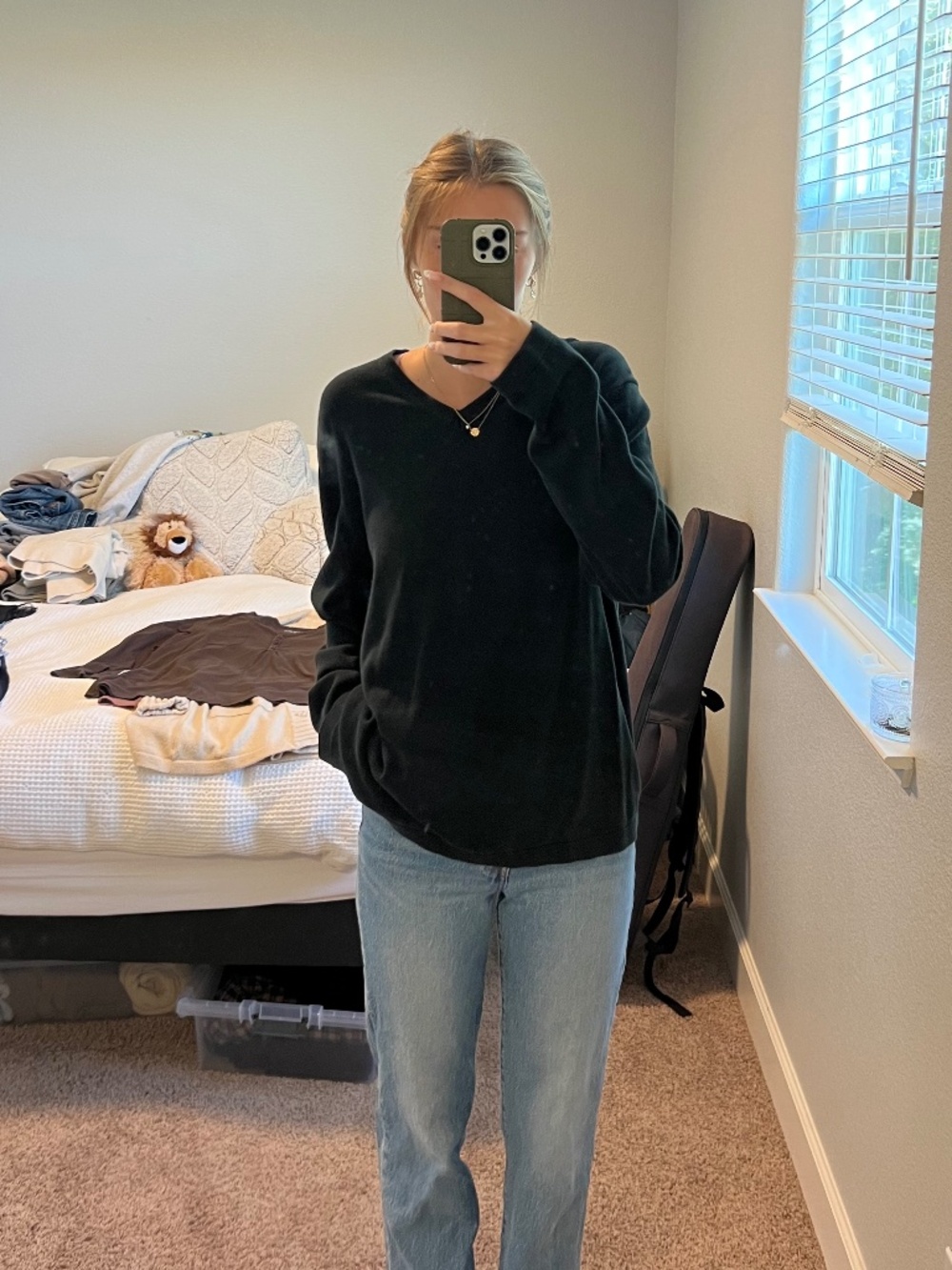 Black V-Neck Banana Republic Long Sleeve